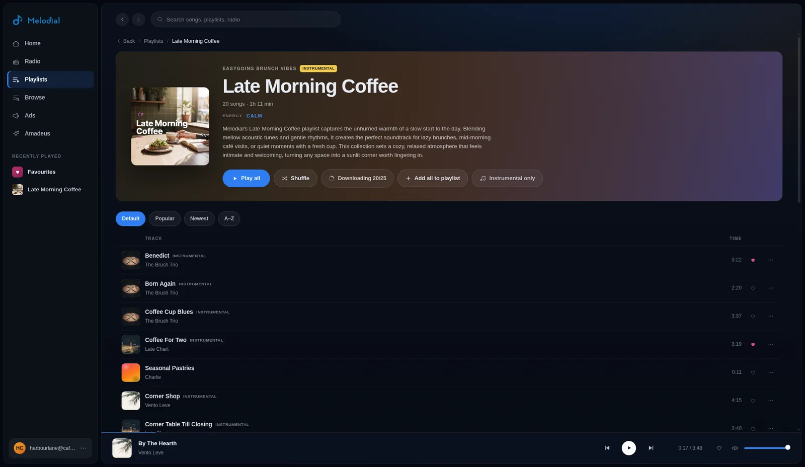 Browse expert-made playlists by industry in the Melodial player