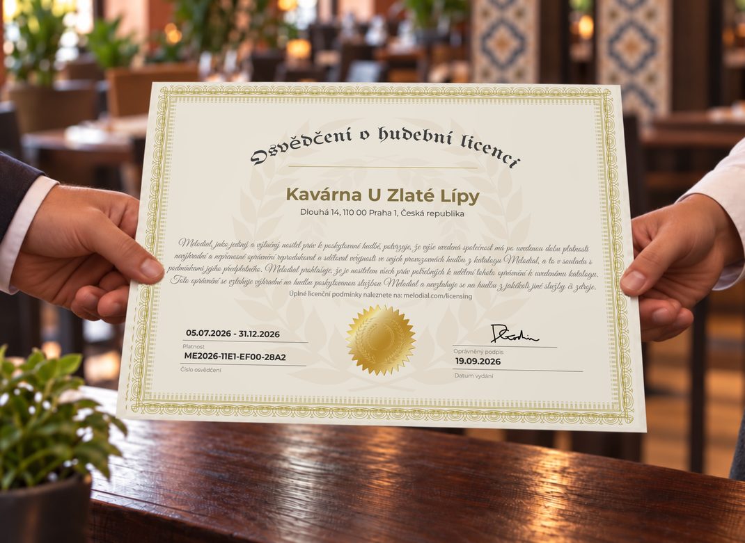 Předání Osvědčení o hudební licenci od Melodialu
